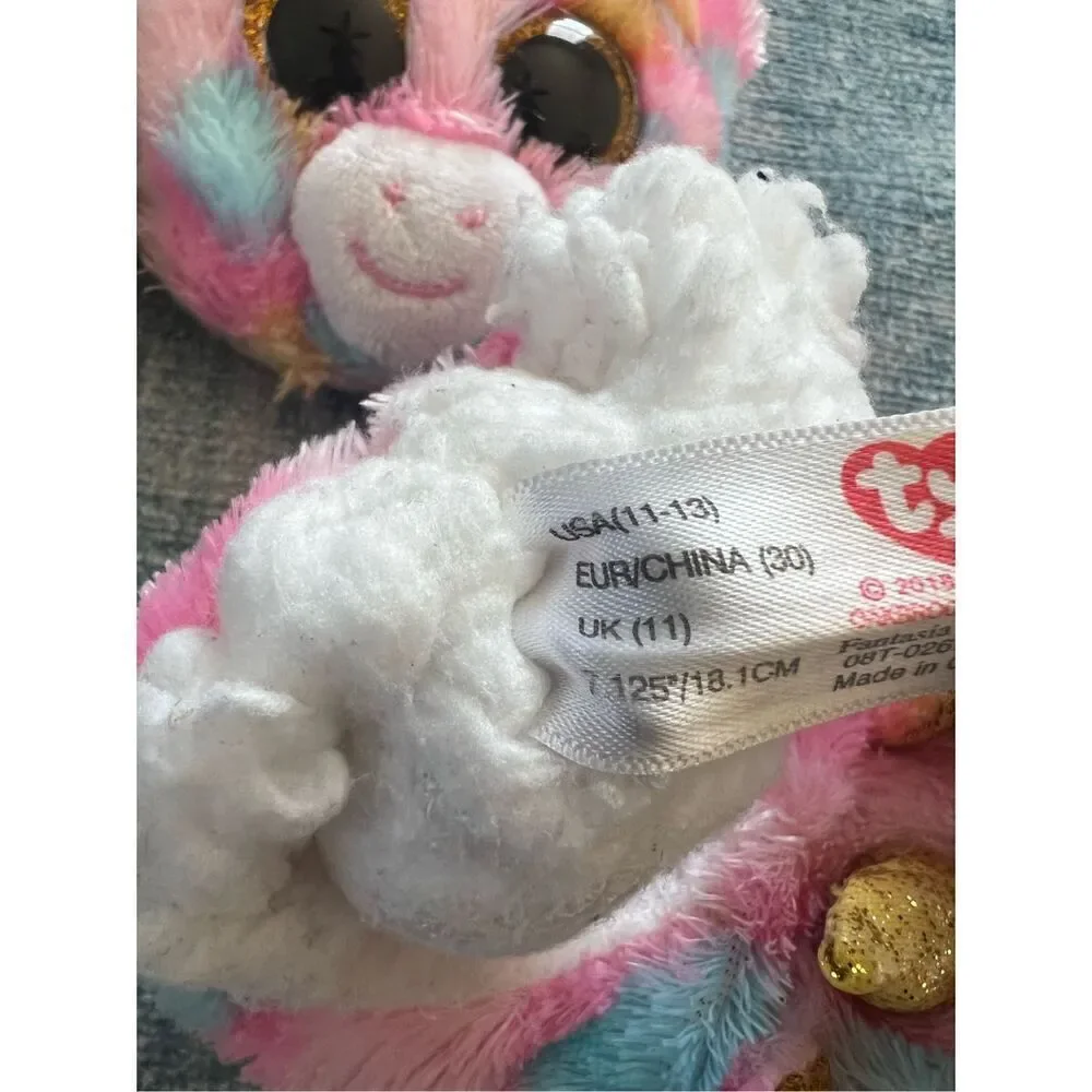 Ty Rainbow Cheetah Unicorn  Slippers Lot of 2 Pairs Toddler Size 11 - 13